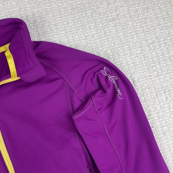 Y2K Salomon Fleece Retro Purple / Yellow Full Zip Hiking Jacket Actitherm Wom L - Picture 2 of 16